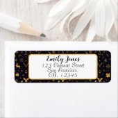Gold Christmas Pattern Return Address Label ラベル (インサイチュ)