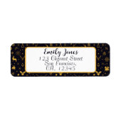 Gold Christmas Pattern Return Address Label ラベル (正面)