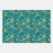 Gold Christmas Poinsettia Flowers ラッピングペーパーシート (正面3)