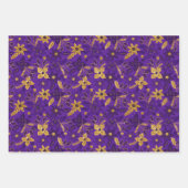 Gold Christmas Poinsettia Flowers ラッピングペーパーシート (正面2)