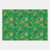 Gold Christmas Poinsettia Flowers ラッピングペーパーシート (正面3)