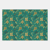 Gold Christmas Poinsettia Flowers ラッピングペーパーシート (正面2)