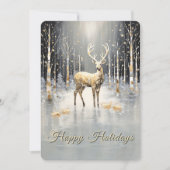 Gold Christmas Reindeer Holiday Card シーズンカード (正面)