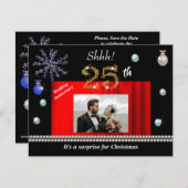 Gold Christmas Surprise 25th Wedding Anniversary  招待状 (正面/裏面)