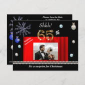 Gold Christmas Surprise 65th Wedding Anniversary  招待状 (正面/裏面)