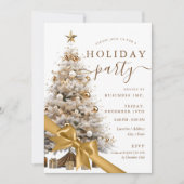 Gold Christmas Tree Bow Corporate Holiday Party  招待状 (正面)