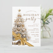 Gold Christmas Tree Bow Corporate Holiday Party  招待状 (スタンド正面)