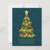 Gold Christmas Tree Business Holiday Greeting Card (正面)