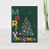  Gold Christmas Tree Colorful Merry Christmas シーズンカード (正面)