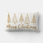 Gold Christmas Tree Merry Christmas Throw Pillow ランバークッション (裏面)