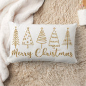 Gold Christmas Tree Merry Christmas Throw Pillow ランバークッション (ブランケット)