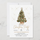   gold christmas tree party invite  招待状 (正面)