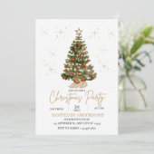   gold christmas tree party invite  招待状 (スタンド正面)