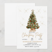   gold christmas tree party invite  招待状 (正面/裏面)