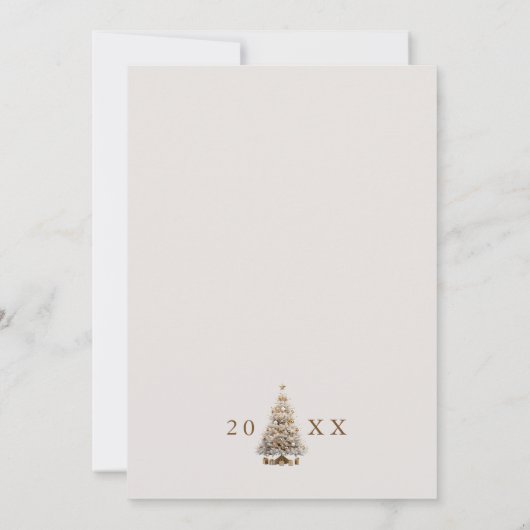 Gold Christmas Tree Red Bow Corporate Holiday 招待状 (裏面)