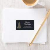 Gold Christmas Tree Return Address Label ラベル (インサイチュ)