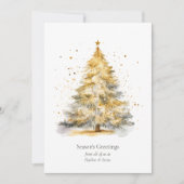 Gold Christmas Tree Watercolor Personalized シーズンカード (正面)