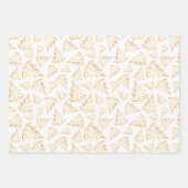 Gold Christmas Trees on Navy Blue, Black, White ラッピングペーパーシート (正面3)
