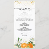 Gold Citrus Orange Script Floral Wedding メニュー (正面)