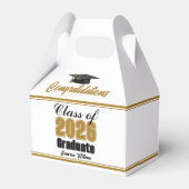 Gold Class of 2026 Custom Graduation Party フェイバーボックス (正面サイド)