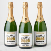 Gold Class of 2026 Graduation Party Custom スパークリングワインラベル (ボトル)