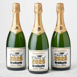 Gold Class of 2026 Graduation Party Custom スパークリングワインラベル