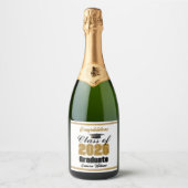 Gold Class of 2026 Graduation Party Custom スパークリングワインラベル (正面)