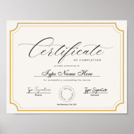 Gold Classic Certificate of completion, award  ポスター