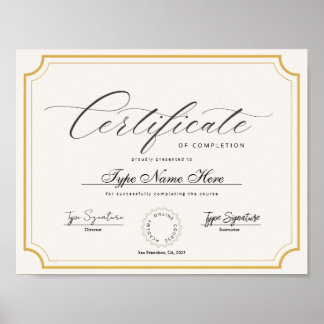 Gold Classic Certificate of completion, award  ポスター