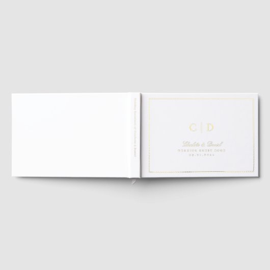 Gold Classic Elegance Script Monogram Wedding Gues ゲストブック (全面)