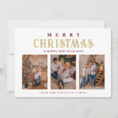 Gold Classic Stylish Luxurious Christmas 3 Photos シーズンカード (正面)