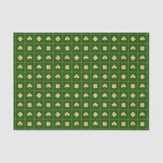 Gold Clover Grid Green St. Patrick’s 薄葉紙 (正面)