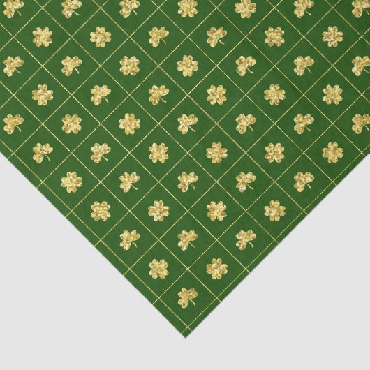 Gold Clover Grid Green St. Patrick’s 薄葉紙 (詳細)