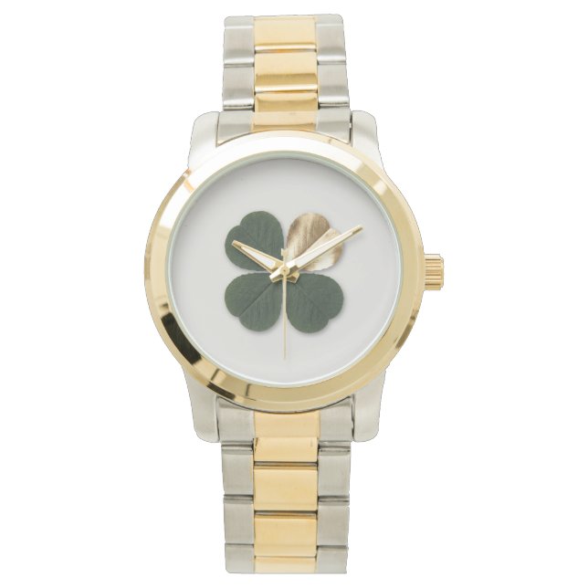 Gold Clover Manifestation Watch Birthday Gift Her 腕時計 (正面)