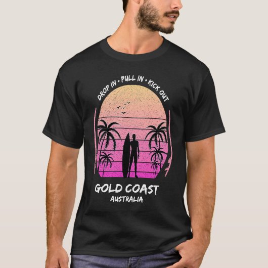Gold Coast Australia Palms Drop Pull Kick Surfing  Tシャツ (正面)