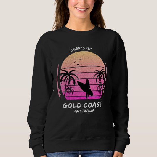 Gold Coast Australia Surf's up Surfing Sports Gift スウェットシャツ (正面)