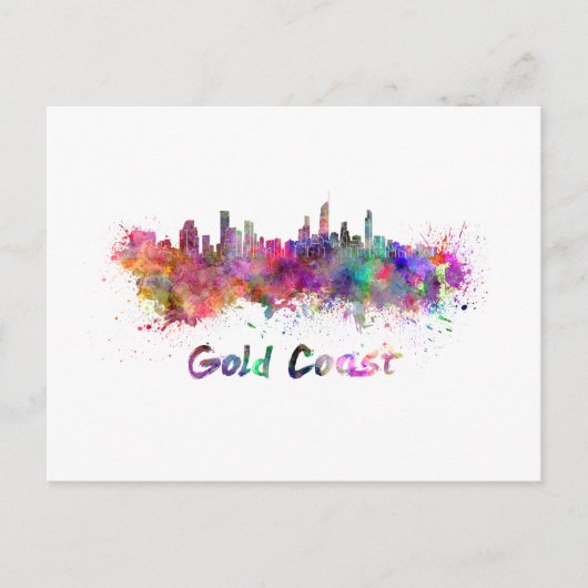 Gold Coast skyline in watercolor ポストカード (正面)