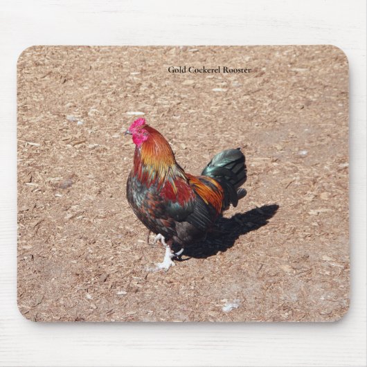 Gold Cockerel Rooster mousepad マウスパッド (正面)