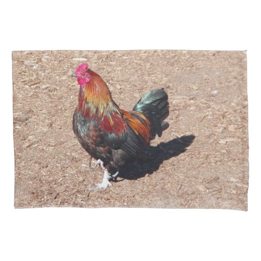 Gold Cockerel Rooster pillow case 枕カバー (正面)