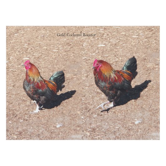 Gold Cockerel Rooster tablecloth テーブルクロス (正面(横))