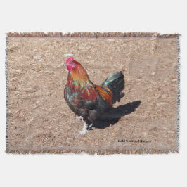 Gold Cockerel Rooster Throw Blanket スローブランケット