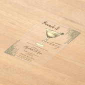 Gold Cocktail Heart Glitter Drips  Bachelorette  アクリル招待状 (レイダウン)