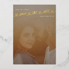 Gold College Sweet Hearts Photo Save The date 箔招待状