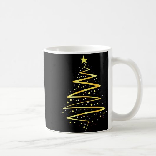 Gold Color Christmas Tree Design コーヒーマグカップ (右)