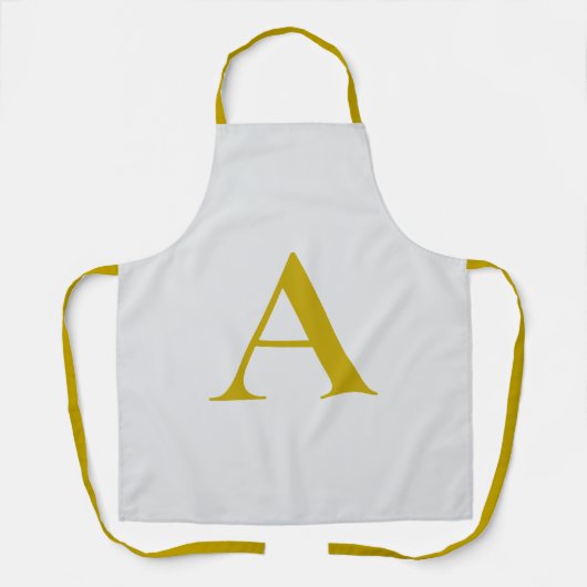 Gold Color Custom Monogram Initial Letter エプロン (正面)