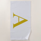 Gold Color Custom Monogram Initial Letter ビーチタオル (正面)