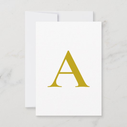 Gold Color Custom Monogram Initial Letter Plain 出欠カード (正面)