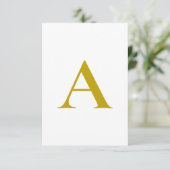 Gold Color Custom Monogram Initial Letter Plain 出欠カード (スタンド正面)