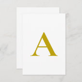 Gold Color Custom Monogram Initial Letter Plain 出欠カード (正面/裏面)