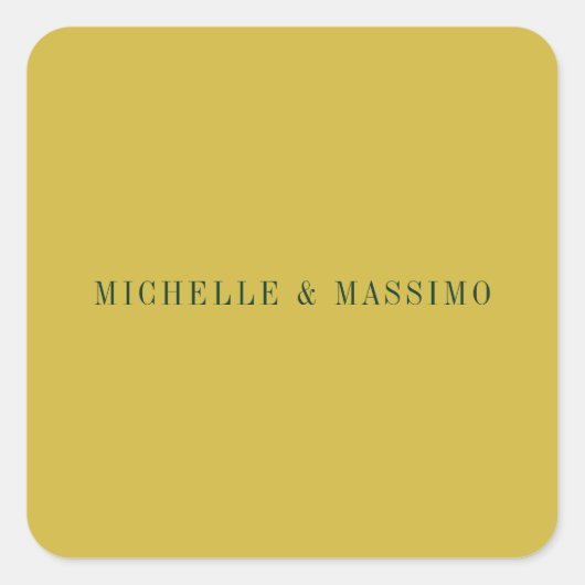 Gold Color Minimalist Plain Modern  スクエアシール (正面)